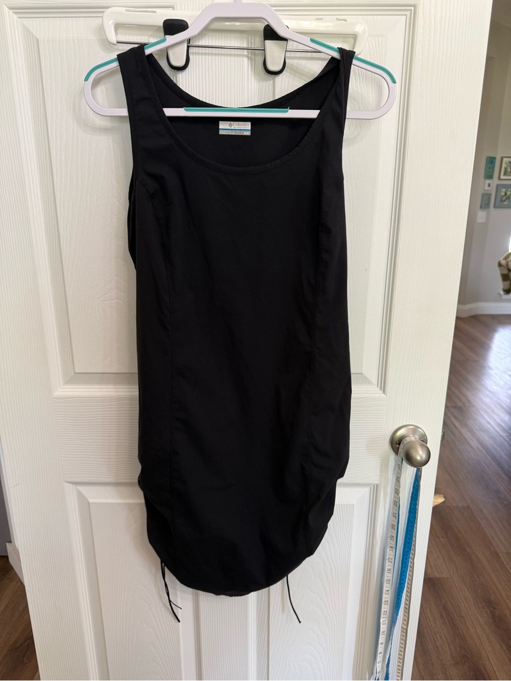 Columbia Black Ruched Side Sleeveless Travel Dress Pockets Stretch M outdoor